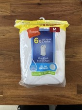 Hanes Boys White Ribbed EcoSmart Tagless Tank Size M 8-10
