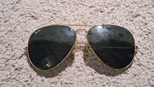 Vintage Bausch Lomb Ray-Ban Aviator Sunglasses Gold G-2