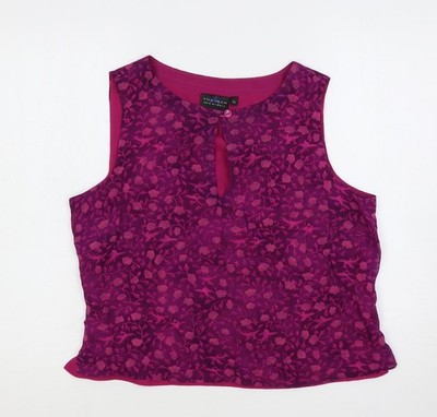 Anagram Damen lila Blumen Viskose Basic Bluse Größe 16 U-Boot-Ausschnitt