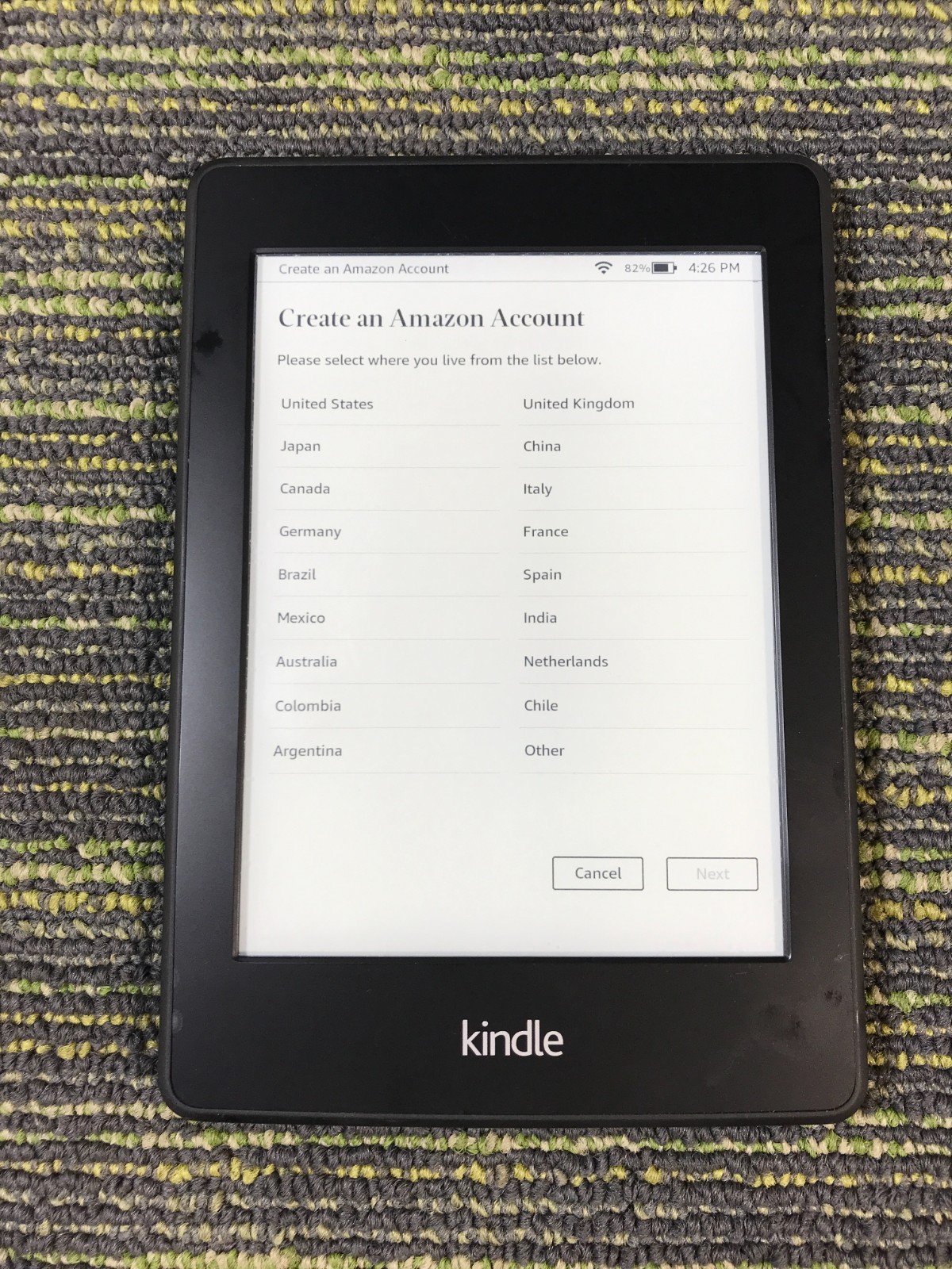 Amazon Kindle Paperwhite 7th Gen. 4GB -Black (WIFI) DP75SDI