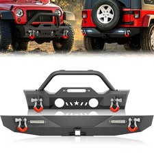 Steel Front Rear Bumper For 2007-2018 Jeep Wrangler Jk Jku 24 Dr Wwinch Plate