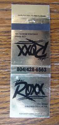 VIRGINIA BEACH, VA MATCHBOOK COVER: ROXX BAR EMPTY MATCHCOVER -M
