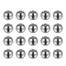 40pcs Beads 8mm Stainless Steel 2.5mm Hole Dia Bead for DIY Crafts Silver Tone