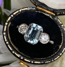 2.65Ct Art Deco Style Lab Created Aquamarine Anniversary 14K White Gold FN Ring