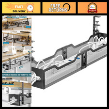 Under Desk Cable Management Tray - 25'' Wire Organizer, No Drill Clamp, Black, C