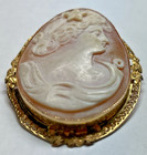 Victorian Shell Carved Cameo 10KYG Pin/Brooch Necklace Pendant 12.7 Grams — photo 10