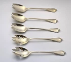(5) Wallace GRAND COLONIAL Sterling Ice Cream Forks GW 2 PIERCED -5 1/4" No Mono
