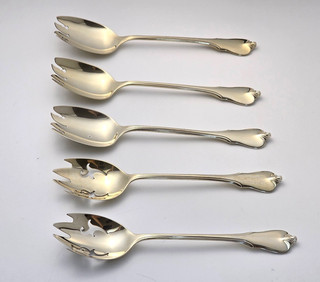 (5) Wallace GRAND COLONIAL Sterling Ice Cream Forks GW 2 PIERCED 5 1/4" No Mono