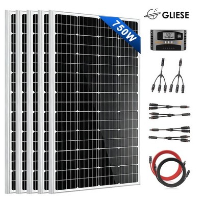 750W Solarpanel Kit Mono Solarmodul Set Solaranlage für Wohnwagen Gartenhäuser