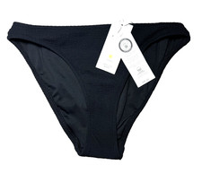M & S HIGH LEG  BIKINI BOTTOM SIZE 10 CHLORINE RESIST BLACK RIBBED