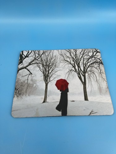 Y2K Red Umbrella Winter Scene Mouse Pad Non Slip Desk Mat Computer Mousepad