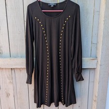 Karen Kane grunge gothic dress with bronze details small