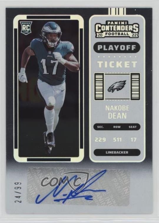 2022 Panini Contenders Playoff Ticket 24/99 Nakobe Dean #188 Rookie Auto RC 0ym4