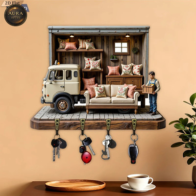 Wand Schlüsselanhänger 30cm - LKW Sofa Organizer 2D 4 Haken Eingang