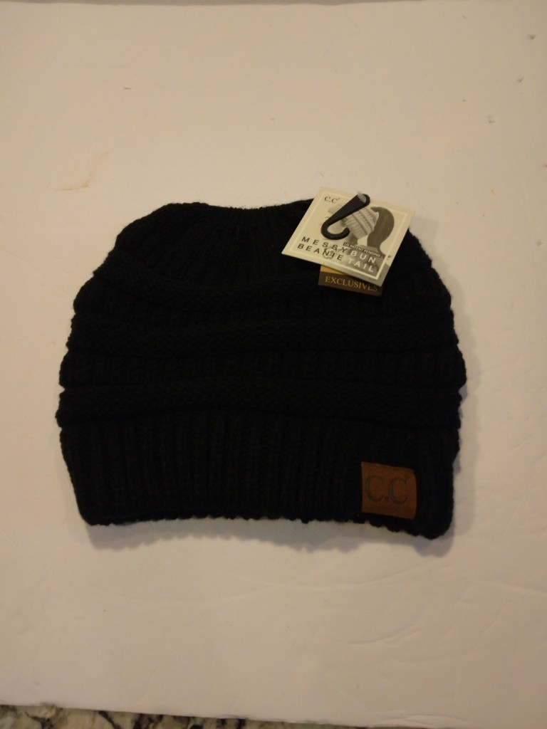 NWT CC Beanie New Women's Knit Slouchy Thick Cap Hat Unisex Black C.C Beanie