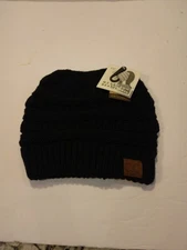 NWT CC Beanie New Women's Knit Slouchy Thick Cap Hat Unisex Black C.C Beanie