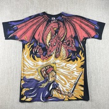 Vintage Clyde Caldwell Dragon Knight AOP Size XL FOTL USA Made Bible Jesus Shirt