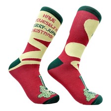 Men's Have Yourself A Merry Juana Christmas Socks Funny 420 Xmas Weed Smokers