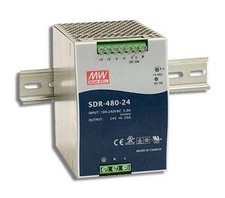 MEAN WELL slim and high efficiency DIN rail power supply 24V 20A 480W, PFC