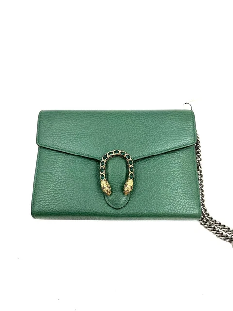 HJ Gucci Dionysus Leather Chain Wallet Green
