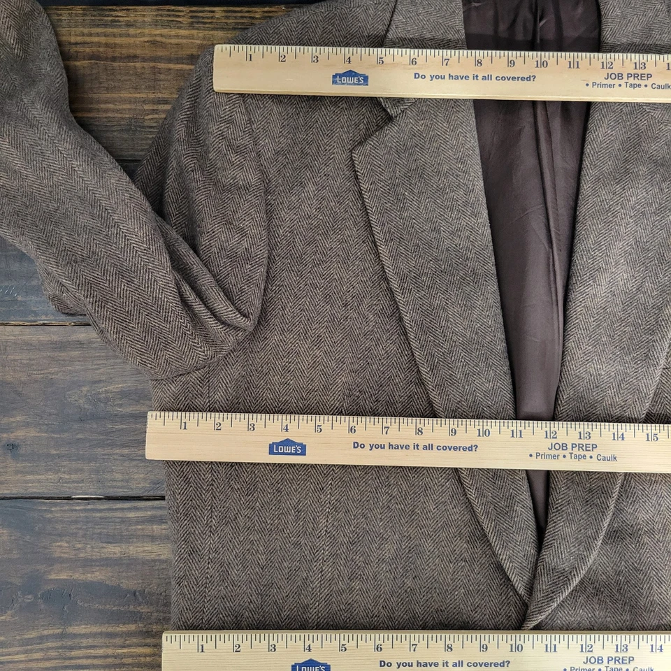 Abrigo Blazer Deportivo Ron Chereskin Para Hombre Dos Botones Marrón Espiga Franela 46L Foto 2 de 4