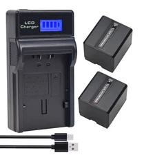2 Battery+LCD Charger for Panasonic CGR-DU14 CGA-DU14 & SDR-H18 SDR-H20 SDR-H200
