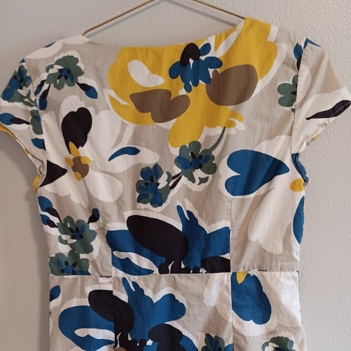 Boden Beige & Yellow Floral Short Sleeve Sheath Dress 6 R (US) - Picture 14 of 14