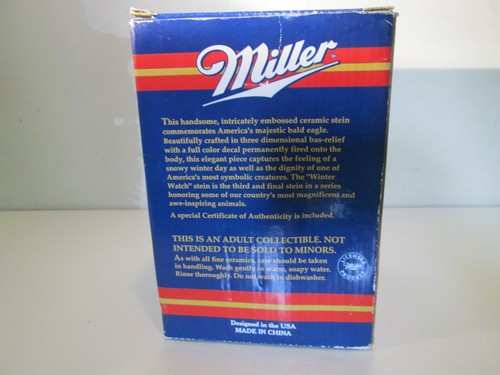 MILLER BREWING COLLECTION "WINTER WATCH"BALD EAGLE STEIN #6141 ORIGINAL BOX - Picture 4 of 9
