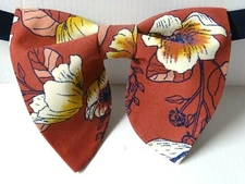 Oversized Rusty Floral Bow tie Roses Vintage style 70s Wedding Prom Gift 4 Him