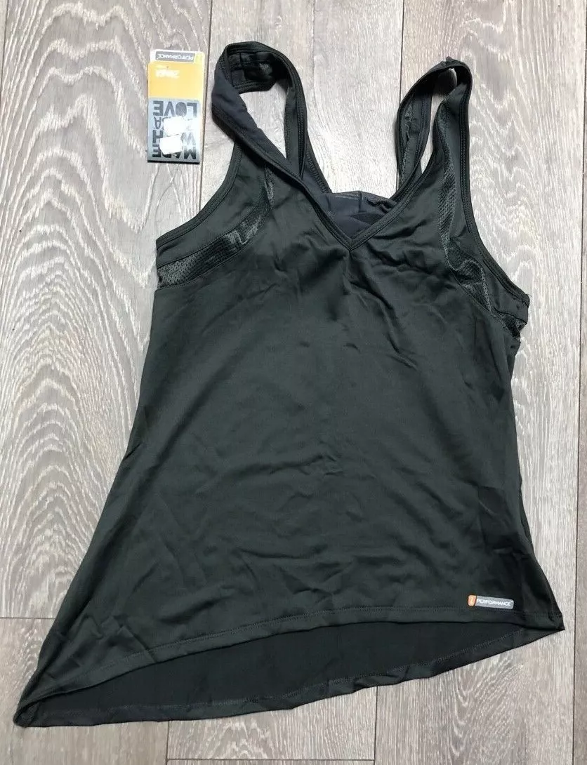 zumba grey vest top bra support ladies gym training dance Size S M L XL XXL