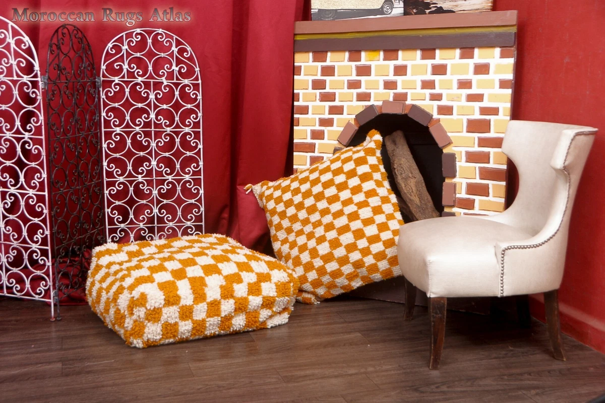 Shaggy cheap pouf ottoman