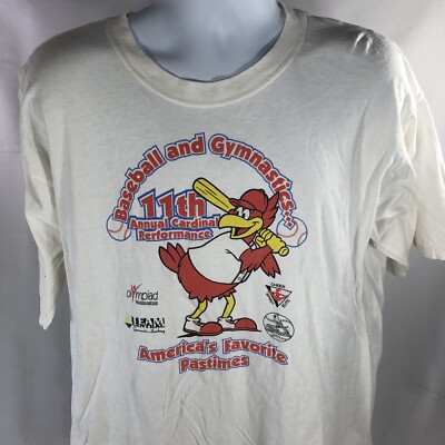 VTG ST LOUIS CARDINALS BASEBALL GYMNASTICS 11TH ANNUAL PERFORMANCE XL SHIRT Y2K