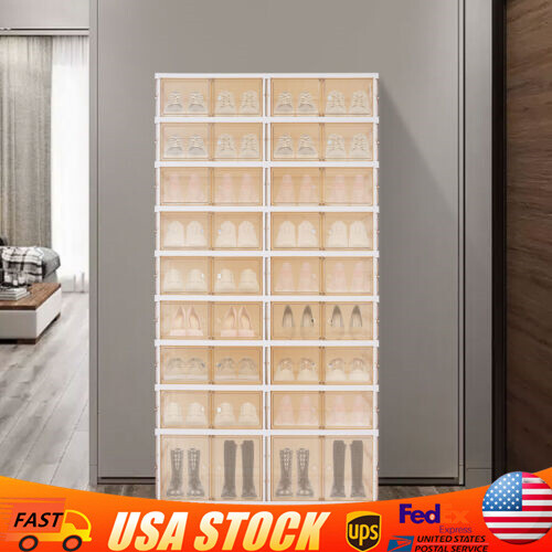 Stackable Clear Shoe Storage Box Cabinet Organizer Bins-image