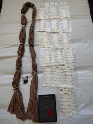 19 PC Lot Genuine Austrian Crystal Hair Pins, Jewelry Scarf, Redruby Necklace Cu