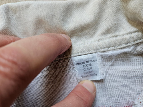 Maillot Rugby 80'S Vintage Jersey rayé Porté #4 coton fabriqué en France - S - Picture 5 of 5