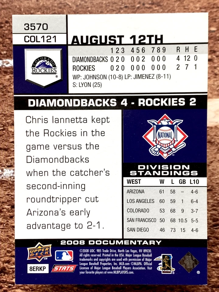 2008 Upper Deck Documentary Todd Helton #3570 - Image 2 of 2