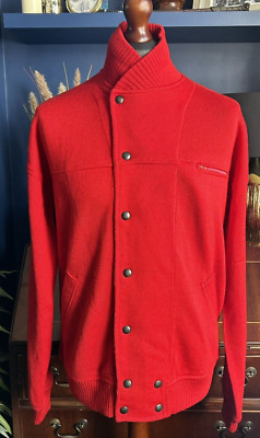 Vintage Svevo Pullover Pulli Cardigan Made In Italy EU 52 XL Reine Wolle Rot