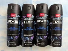 LOT (4) AXE FINE FRAGRANCE COLLECTION PREMIUM BODY SPRAY BLUE LAVENDER  4 OZ