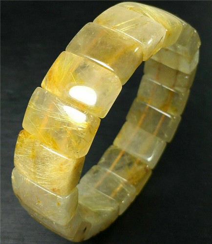 Natürliches goldenes Titan Rutilquarz Kristall Perlen Armband Armreif - Bild 7 von 7