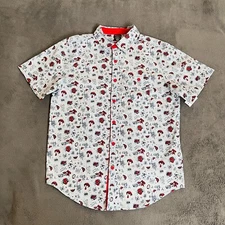 Marvel Disney White Spiderman Button Down Short Sleeve Shirt Men's Size M
