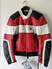 XPERT  SPORT Red White & Black LEATHER Motorcycle Jacket  Size 40 - Pakistan