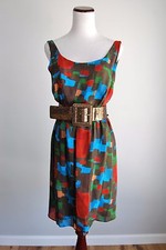 Alica & Olivia Sleeveless Dress Scoop Silk Career Cocktails Blouson Sheath S