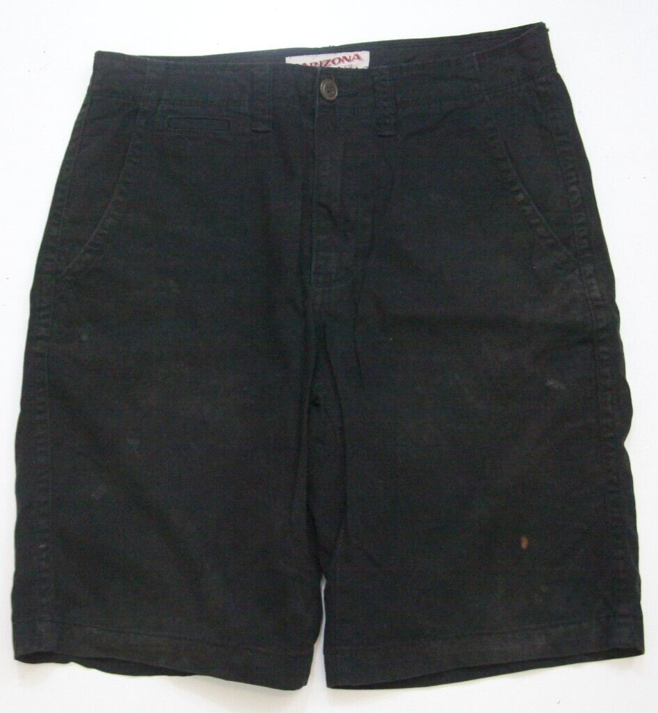 Arizona Jean Co. Black Flat Front Mens Dress Shorts 30" Waist x 10" Cotton  P235