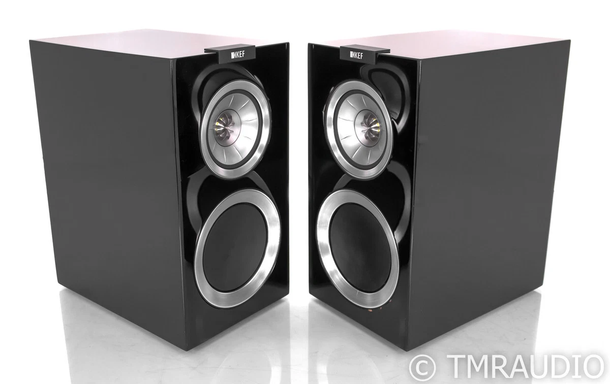 KEF R300 Bookshelf Speakers; R-300; Gloss Black Pair