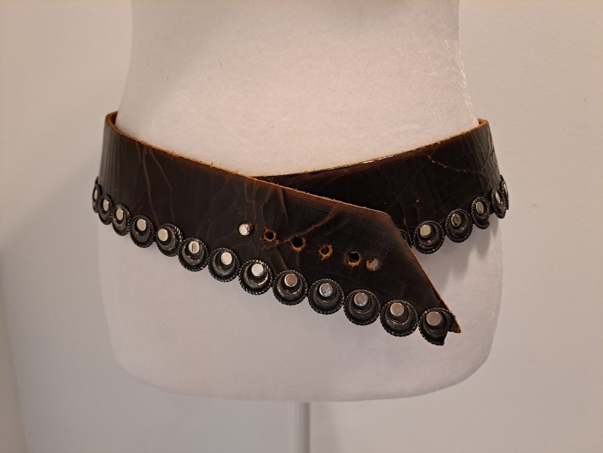 Women\'s BRAVE Brown Leather Cutout Belt One Size 30 Brave Women Brown Belt Size 30 / S | eBay main image 3