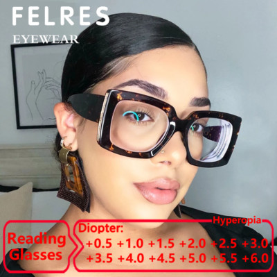 Women Oval Blue Light Blocking Reading Glasses Clear Lens Presbyopic Glasses Hot