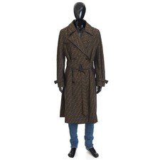 FENDI 5500 Double Breasted Trench Coat In Brown FF Jacquard Fabric