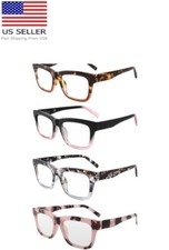 Reading Glasses Women Square Blue Light Blocking 4 Piece Set Strenght 4.00