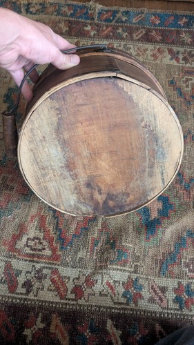 Antique Early Primitive Wood Bail Handle Pantry Box Attic Surface 11.25" - Picture 8 of 13