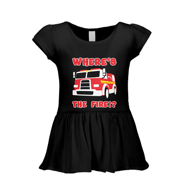 Where's The Fire!? - Firetruck Firefighter Siren Hero Infant/Toddler Dress